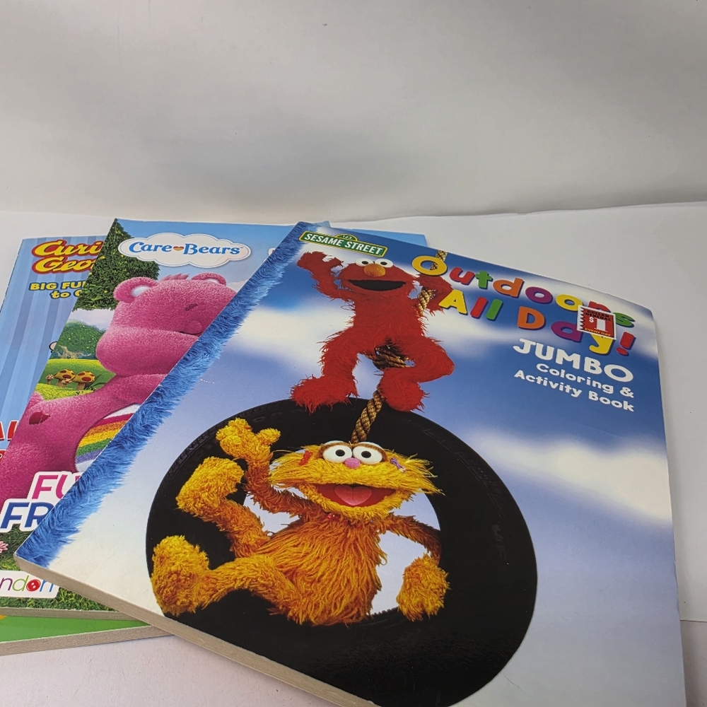 Coloring Books Curious George Care Bears Lot of 3